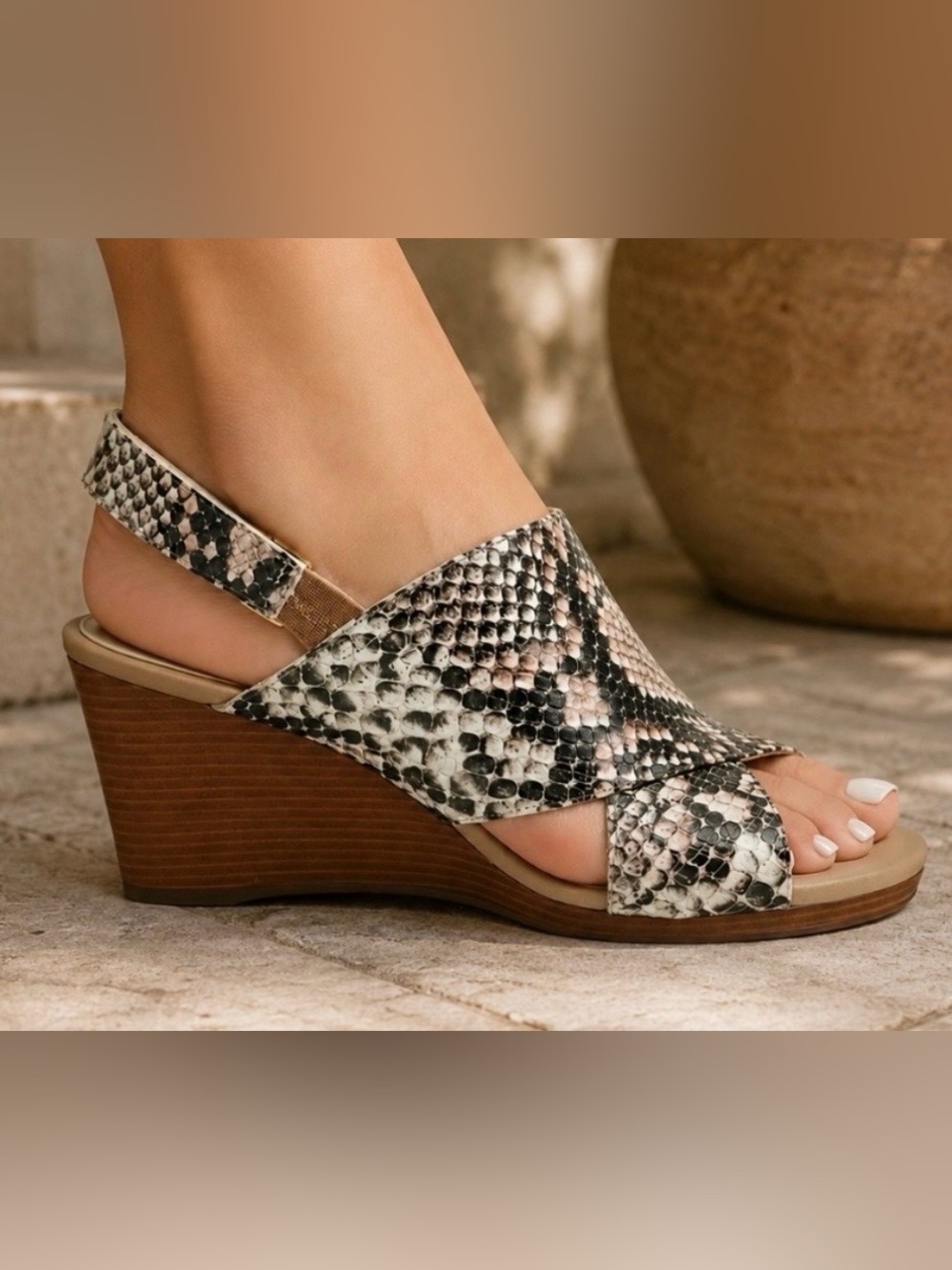 NWOT Cole Haan Philomina Python Open Toe Wedges